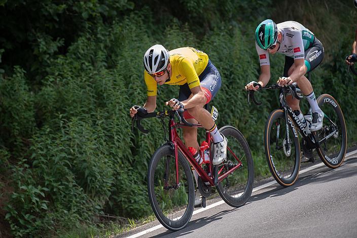 Im Gelben Trikot des Gesamtführenden Alec Segaert (BEL, Gaverzicht Be - Okay) 46. Int. Keine Sorgen,  Junioren Rundfahrt UCI Kat. MJ 2.1, 3. Etappe Bad Wimsbach/Neydharting - Strass im Attergau