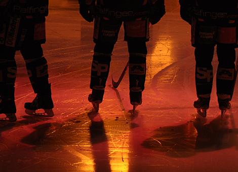 Im Bild Liwest Black Wings Linz, bei der Spielervorstellung.