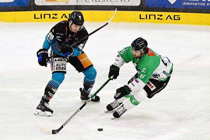 Rozle Bohinc (HK Olimpija Ljubljana), Graham Knott (Steinbach Black Wings Linz),  49. Runde ICE, Steinbach Black Wings Linz vs Olimpija Ljubljana, Linz AG Eisarena 
