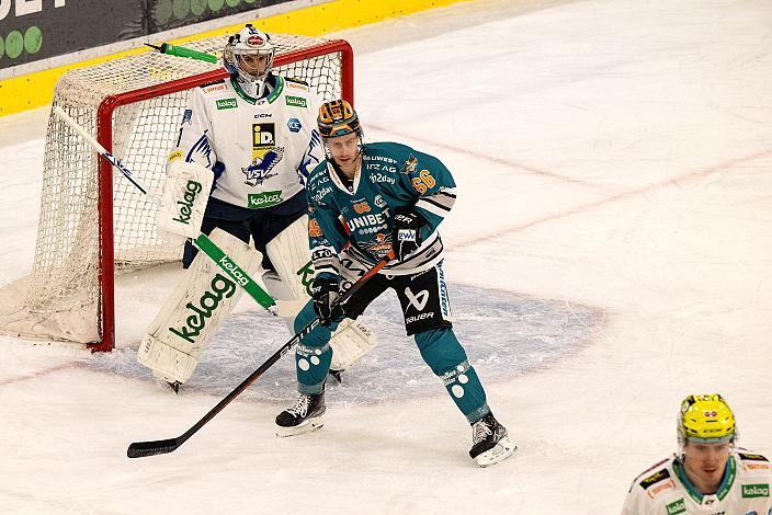 Tormann Jean-Philippe Lamoureux (EC iDM Wärmepumpen VSV), Stefan Gaffal (Steinbach Black Wings Linz) Steinbach Black Wings Linz vs EC ID Wärmepumpen VSV, 47. Runde, Retro Night, ICE Hockey League, Steinbach Black Wings Linz, Linz AG Eisarena 