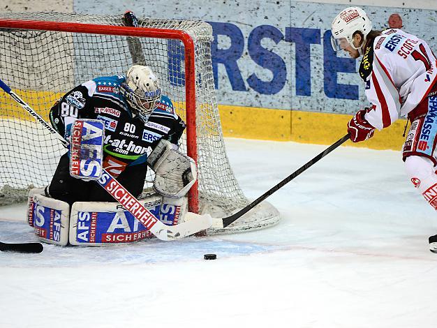 David LeNeveu (Liwest Black Wings Linz) und Tyler Scofield (EC KAC), EHC Liwest Black Wings Linz vs EC KAC, Play-Offs, Semifinale 