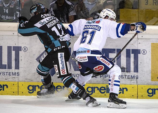 Jordan Hickmott (EHC Liwest Black Wings Linz), Patrick Spannring (EC Panaceo VSV)  EHC Liwest Black Wings Linz vs EC Panaceo VSV