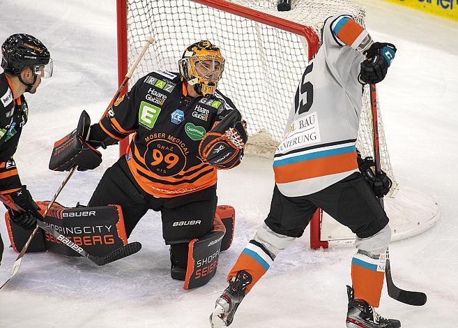 Tormann Ben Bowns (Graz 99ers), Juha-Pekka Hytönen (Black Wings 1992)  Black Wings Linz vs Graz 99ers, Eishockey, Testspiel