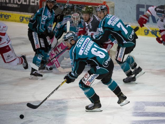 Patrick Spannring (EHC Liwest Black Wings Linz)  EHC Liwest Black Wings Linz vs HCB Suedtirol Alperia 5. Viertelfinale