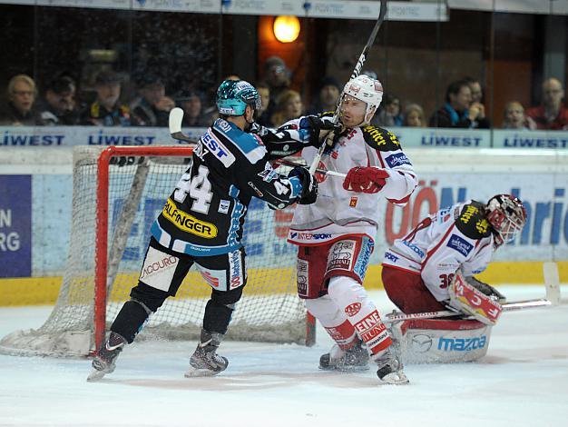 Fabian Scholz (Liwest Black Wings Linz) und Kirk Furey (EC KAC), EHC Liwest Black Wings Linz vs EC KAC, Play-Offs, Semifinale