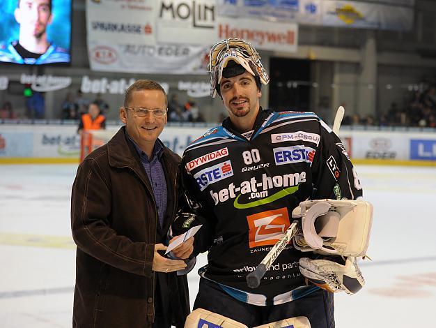 David LeNeveu, Linz, Spieler des Abends, EHC Liwest Black Wings Linz vs KHL Medvescak Zagreb