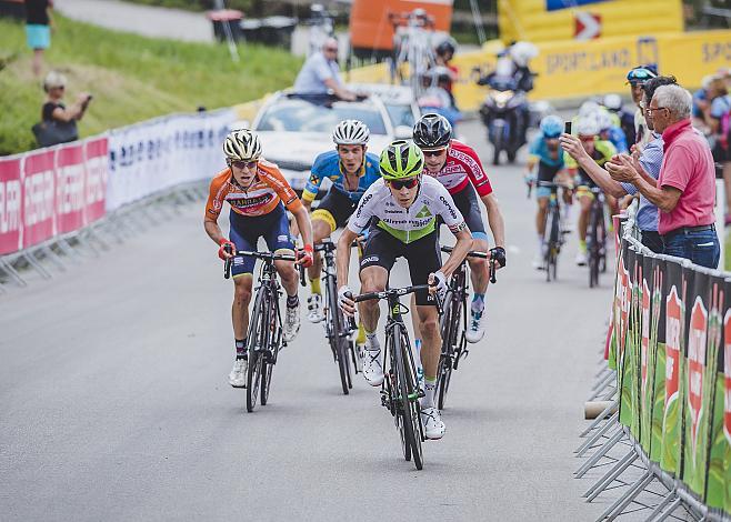 Luis Meintjes (RSA, Dimension Data) , vor Ben Hermans (BEL, Israel Cycling Academy), Riccardo Zoidl (AUT, Team Felbermayr Simplon Wels), Hermann Pernsteiner (AUT, Bahrain Merida Pro Cycling Team),  7. Etappe Waidhofen/Ybbs - Sonntagberg 70. Ã–sterreich Rundfahrt 