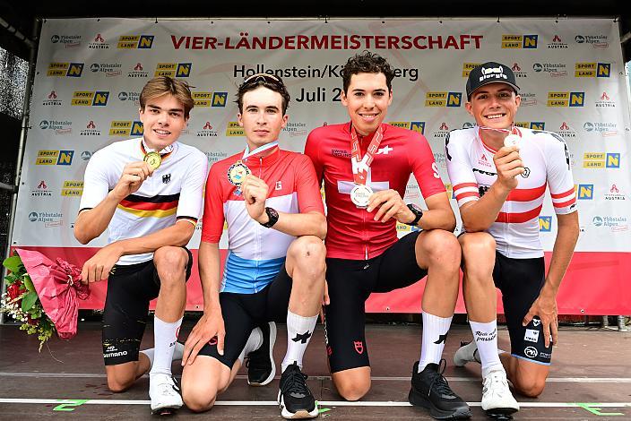 Die Sierger U23,  v.l. Mauro Brenner (GER, Team Lotto Kern-Haus PSD Bank), Arno Wallenborn (LUX, TUDOR PRO CYCLING TEAM U23), Diego Casagrande (LUX, TUDOR PRO CYCLING TEAM U23), Marco Schrettl (AUT, Tirol KTM Cycling Team)Drei Länder Meisterschaft U23,  Austria