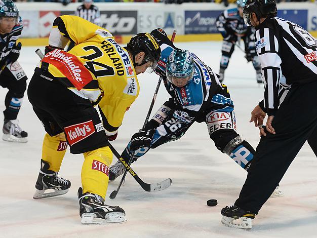 Rob Hisey, Linz und Jonathan Ferland, Vienna EHC Liwest Black Wings Linz vs UPC Vienna Capitals