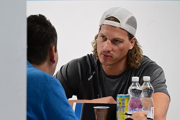 Brian Lebler (Steinbach Black Wings Linz) Saisonstart Pressegespräch, Steinbach Black Wings Linz Linz AG Eisarena 