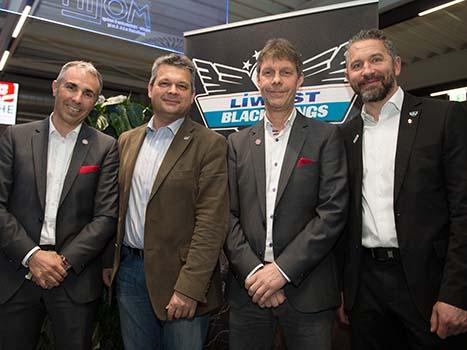 v.l. Martin Baumann, CHL, Ing. Peter Freunschlag, Liwest Black Wings, Bo Lenardsson, CHL, Christian Perthaler, Liwest Black Wings,   