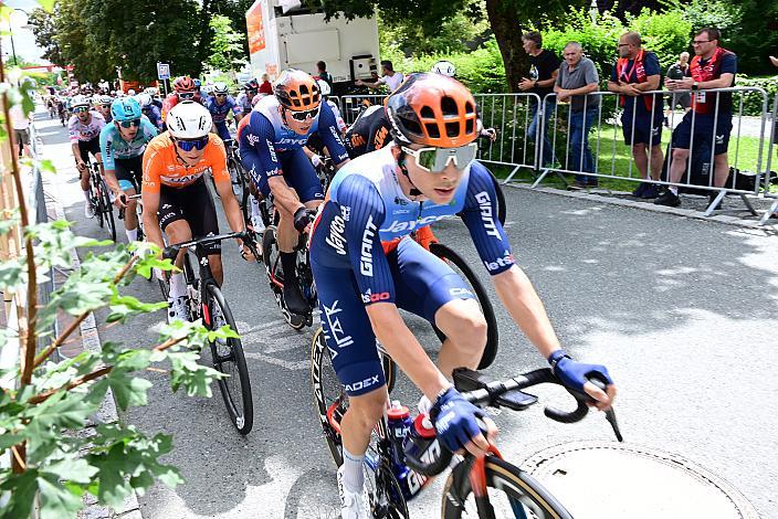Davide De Pretto (ITA, Team Jayco AlUla), Felix Grossschartner (AUT, UAE Team Emirates) im Orangen Gebrüder Weiss Trikot des besten Österreichers,  Max Walscheid (GER, Team Jayco AlUla), 73. Tour of Austria, ME 2.1 1. Etappe Bad Tatzmannsdorf
