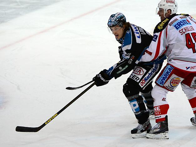 Brian Lebler (Liwest Black Wings Linz) und David Schuller (EC KAC), EHC Liwest Black Wings Linz vs EC KAC, Play-Offs, Semifinale