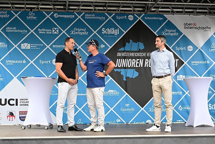 Mag. Erwin Stürzlinger (Bgm. Bad Wimsbach - Neydharting), Walter Ameshofer (LRV OÖ Vize Präsident), 3. Etappe,  51. Int. Oberösterreich Junioren Rundfahrt, Bad Wimsbach - Strass im Attergau