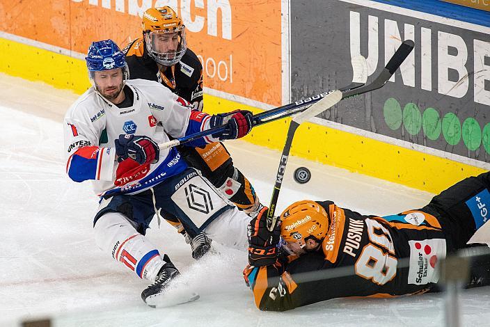 Daniel Jakubitzka (HC Tiwag Innsbruck - Die Haie), Will Pelletier (Steinbach Black Wings Linz), Julian Pusnik (Steinbach Black Wings Linz) Steinbach Black Wings Linz vs HC Tiwag Innsbruck - Die Haie, bet-at-home ICE Hockey League