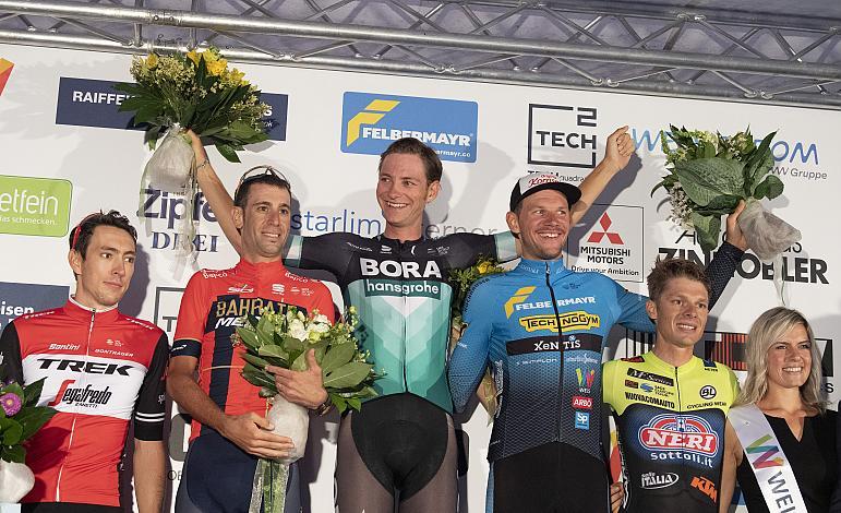 v.l. Michael Gogl (AUT, Trek - Segafredo), Vincenzo Nibali (ITA, Bahrain Merida Pro Cycling Team), Felix Grossschartner (AUT, Bora - Hansgrohe), Matthias Krizek (AUT, Team Felbermayr Simplon Wels), Sebastian SchÃ¶nberger (AUT, Neri Sottoli - Selle Italia - KTM), Wels Innenstadtkriterium