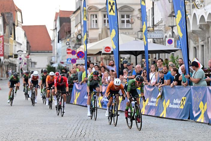 Riccardo Zoidl (AUT, Hrinkow Advarics) an der Spitze des Feldes, 27. Int. ASVÖ - HRINKOW City Kriterium Steyr, Herren Elite, ÖRV, Radsport, Mountainbike, ELITE Rennrad
