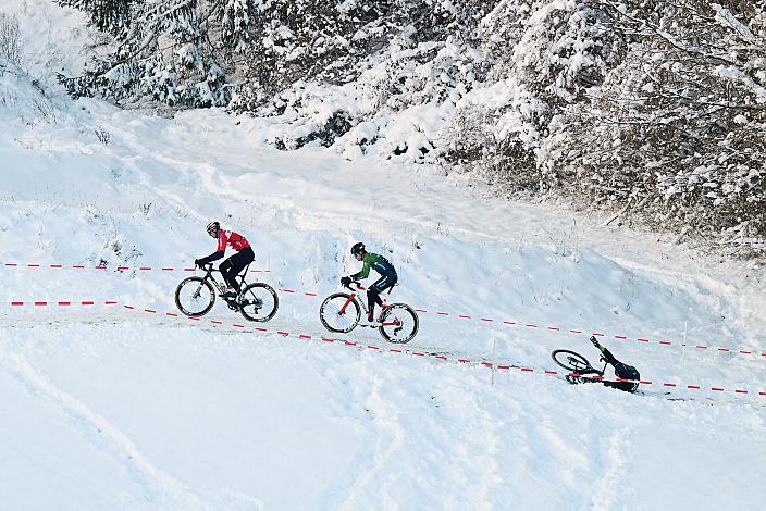 v.l. Christian Holzer (AUT, WSA KTM Graz), Staatsmeister 2026,  Dominik Hödlmoser (AUT, Hrinkow Advarics), Ayden Jordan (AUT, Hrinkow Advarics), Rad Cyclo Cross, ÖSTM/ÖM Querfeldein, Ciclo Cross, Cycling Austria, Bludenz, VBG