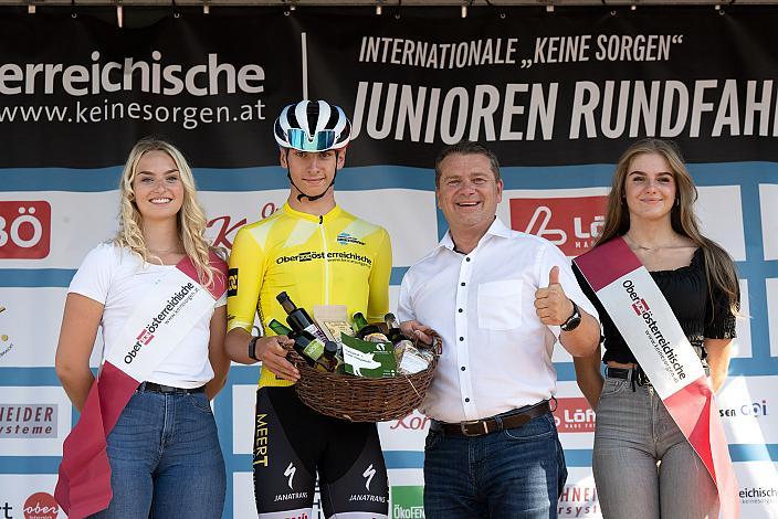 Im Führungstrikot  Jens Verbrugghe (BEL, AVIA-Rudyco Cycling Team), BGM von Ansfelden Christian Partoll,  Int. "Keine Sorgen" Junioren Rundfahrt UCI Kat. 2.1 MJ