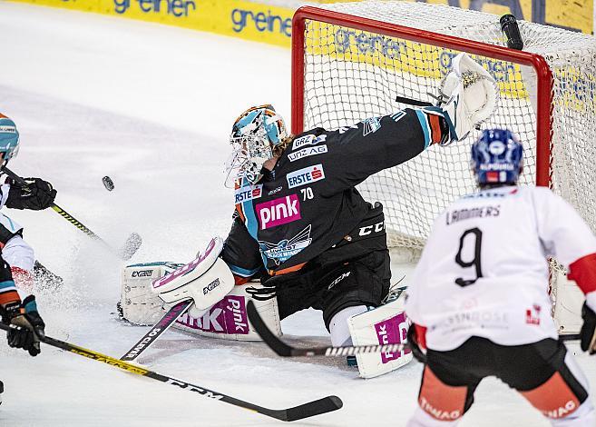 Im Bild:  Tormann David Kickert (EHC Liwest Black Wings Linz) Eishockey,  EHC Liwest Black Wings Linz vs HC TWK Innsbruck Die Haie