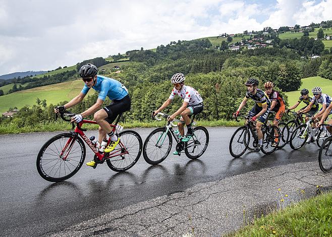 v.l. Georg Steinhauser (GER, Team Deutschland), Vegard Stooke (NOR)  Etappensieger und Gesamtsieger Marco Brenner (GER, Auto Eder Bayern) 3. Etappe Bad Wimsbach - Gmundner Berg, OberÃ¶sterreich Junioren Rundfahrt