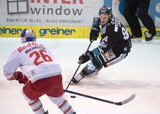 Corey Locke (EHC Liwest Black Wings Linz) und Peter Hochkofler (EC Red Bull Salzburg), EHC Liwest Black Wings Linz vs EC Red Bull Salzburg, Platzierungsrunde