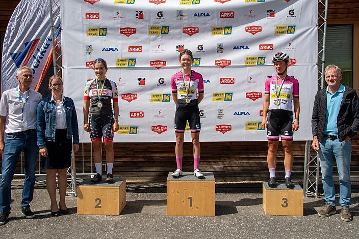 v.l. LM Niederösterreich, 2. Platz Laura Rumpl (AUT, ARBÖ RC Steiner Shopping Purgstall), Siegerin Tina Berger-Schauer (AUT, Union RRT Pielachtal) AUT, 3. Platz  Alina Reichert (AUT, Union RRT Pielachtal), Hochkar, NÖ, Österreichsen Meisterschaft Berg, ÖRV RadLiga, Radsport, Radliga, ÖRV, Damen Elite, 