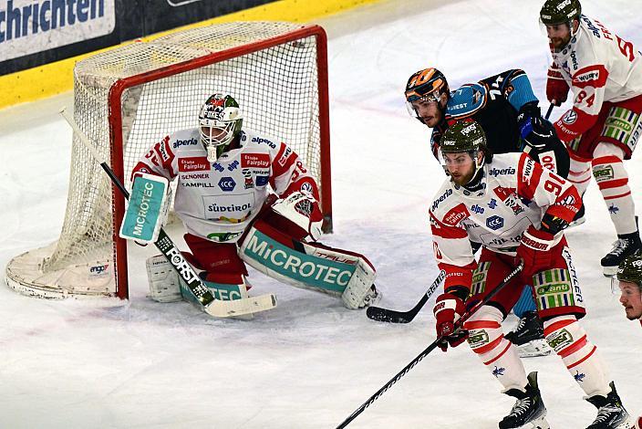 Tormann Samuel Harvey (HCB Suedtirol Alperia), Nico Feldner (Steinbach Black Wings Linz) Win2Day ICE Hockey League,  Steinbach Black Wings Linz vs HCB Suedtirol Alperia ,  Linz AG Eisarena 