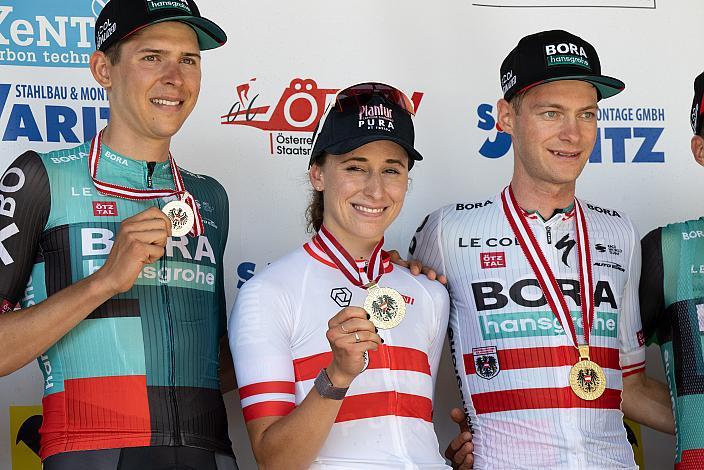 Patrick Gamper (AUT, Bora - Hansgrohe), Christina Schweinberger (AUT, Plantur-Pura) , Felix Grossschartner (AUT, Bora - Hansgrohe), Österreichische Meisterschaft Strasse, ÖSTM Gratwein-Straßengel