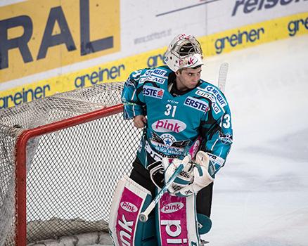 Tormann Florian Janny (EHC Liwest Black Wings Linz), EHC Liwest Black Wings Linz vs EC Red Bull Salzburg