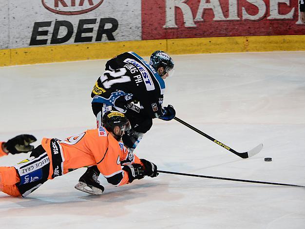 Philipp Lukas (Liwest Black Wings Linz) und Trevor Frischmon (Graz 99ers), EHC Liwest Black Wings Linz vs Graz 99ers, Zwischenrunde