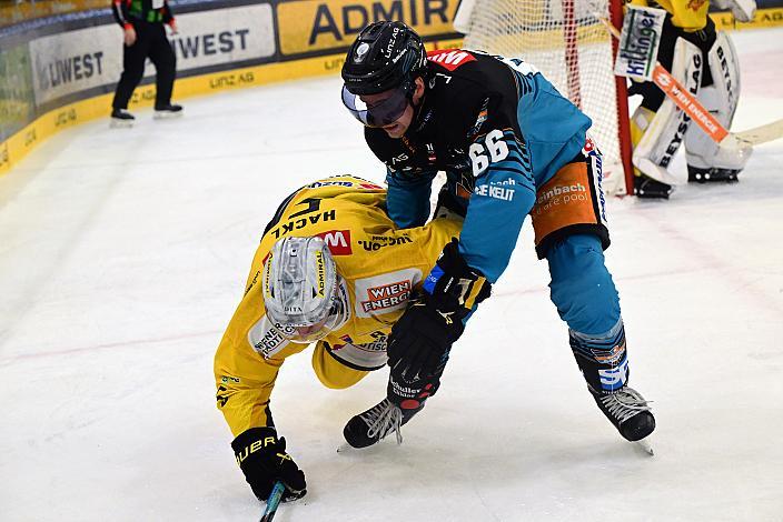 Stefan Gaffal (Steinbach Black Wings Linz), Dominic Hackl (Vienna Capitals) 48. Runde ICE, Steinbach Black Wings Linz vs Vienna Capitals, Linz AG Eisarena 