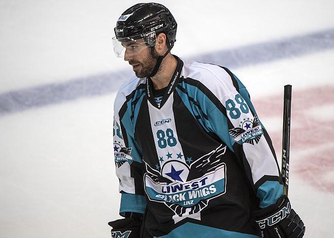 Dan DaSilva (EHC Liwest Black Wings Linz) Eishockey Testspiel, EHC Liwest Black Wings - CEZ Motor Ceske Budejovice
