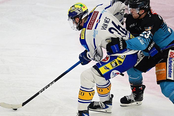 Gus Van Nes (EC iDM Wärmepumpen VSV), Patrick Söllinger (Steinbach Black Wings Linz) Spiel 2 Pre-Playoffs,  ICE, Steinbach Black Wings Linz vs EC iDM Wärmepumpen VSV, Linz AG Eisarena 