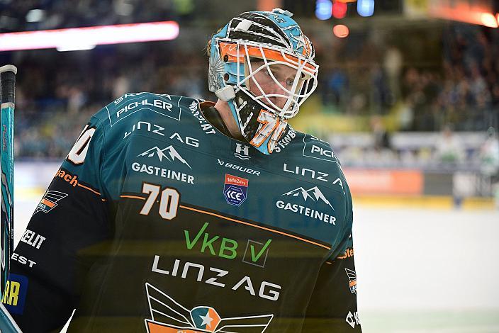 Tormann Dylan Wells (Steinbach Black Wings Linz) 3. Runde ICE, Steinbach Black Wings Linz vs Olimpija Ljubljana, Linz AG Eisarena 