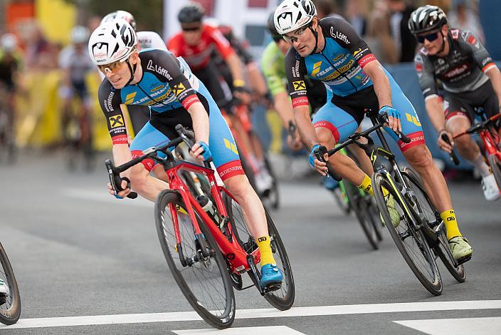 Daniel Lehner (AUT, Team Felbermayr Simplon Wels), Manuel Bosch (AUT, Team Felbermayr Simplon Wels) Innenstadtkriterium Wels, Radsport, Kriterium
