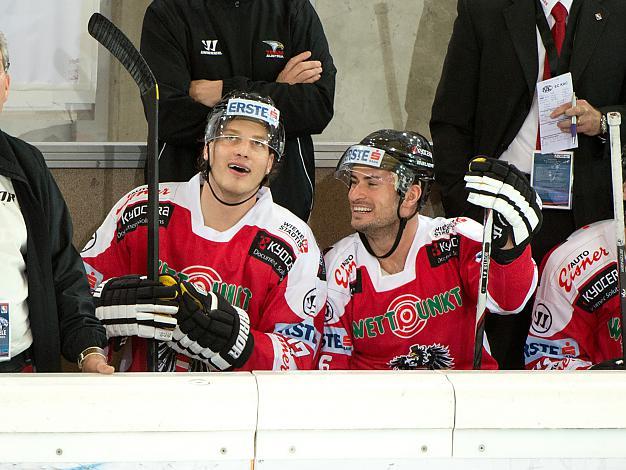 Brian Lebler, AUT, und Rafael Rotter, AUT, Oesterreich vs Slowenien, IIHF Euro Hockey Challenge