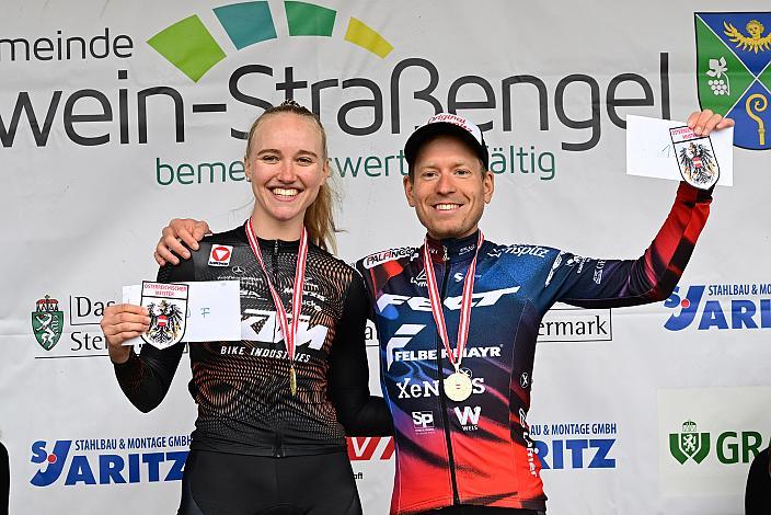 Bergmeister Siegerin Katharina Sadnik (AUT, KTM FACTORY MTB TEAM),  Sieger Hermann Pernsteiner (AUT, Team Felt - Felbermayr) Road Cycling League, Judendorf - Plesch, Stmk