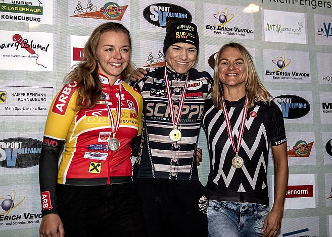 Kriterium Meisterschaft Damen Podest, 1. WINDISCH Veronika 2. EBERHARDT Verena, 3. GEHNBÃ–CK Sylvia, Heurigen Grand Prix, Radsport, 