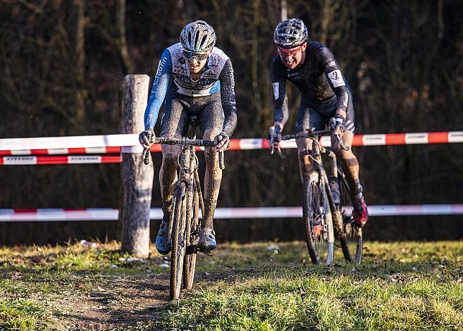 v.l. 1. Platz Bram Merlier (BEL, Creafin-Fristads) Sieger, 2. Platz Emil Hekele (CZE, Team Stevens),   11. Int. SPARKASSEN Radquerfeldein GP Stadl-Paura - Int. UCI C2 - 8. Dezember 2019