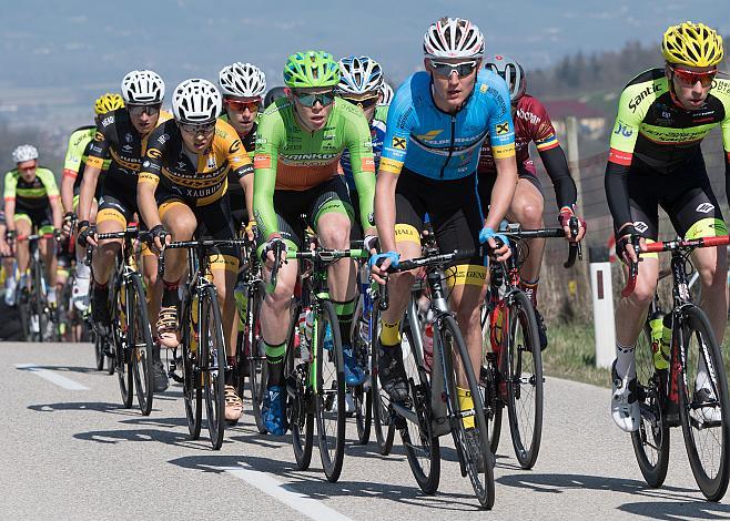 Das Hauptfeld beim Kirschbluetenrennen Patrick Bosman (AUT, Hrinkow Advarics Cycleang Team)