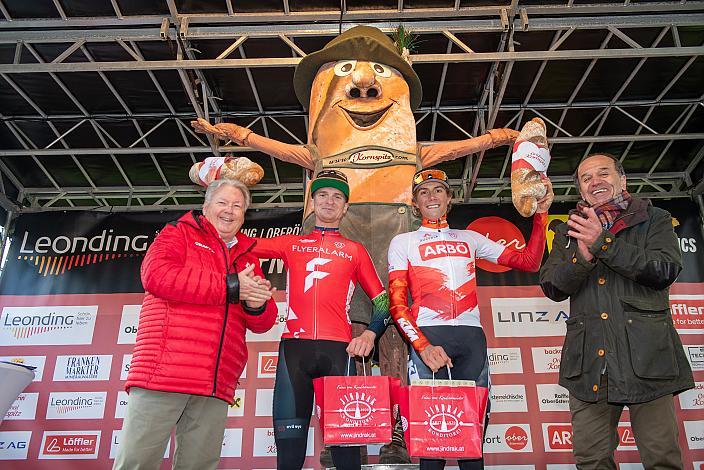 Harald J. Mayer (ÖRV, Präsident Österreichischer Radsportverband, Cycling Austria), Leader Road Cycling League Jaka Primozic (SLO, Hrinkow Advarics), Ledaer U23 Marco Schrettl (AUT, Tirol KTM Cycling Team), Paul Resch (Präsident LRV Oberösterreich)  63. Saison Eroeffnung Leonding Damen Elite, Road Cyling League Austria