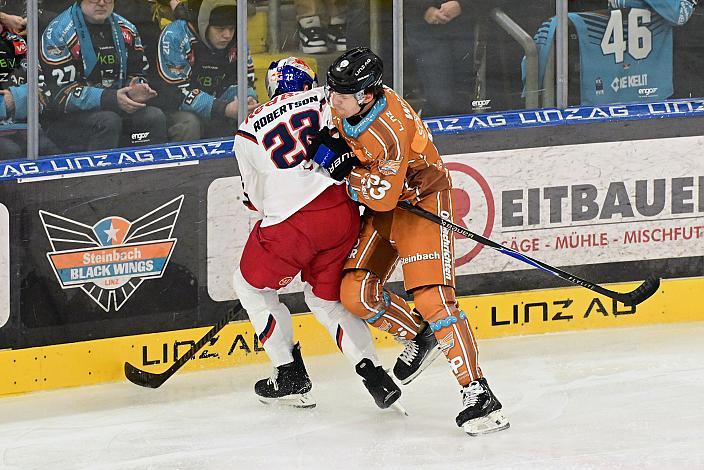 Dennis Robertson (EC Red Bull Salzburg), Patrick Söllinger (Steinbach Black Wings Linz) 30. Runde ICE, Steinbach Black Wings Linz vs EC Red Bull Salzburg, Linz AG Eisarena 