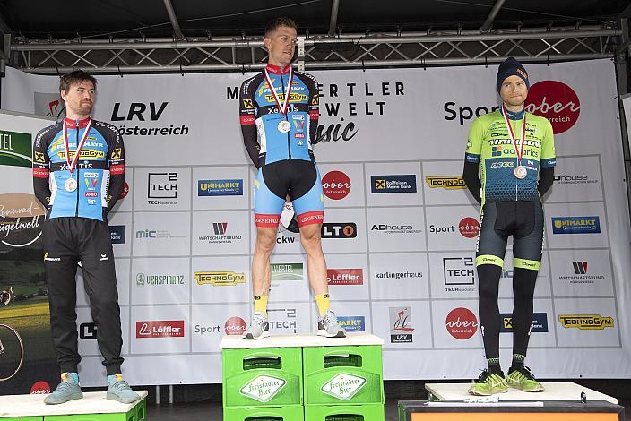 Podest Landesmeisterschaft, v.l.l. 2. Platz Stephan Rabitsch (AUT, Team Felbermayr Simplon Wels), Sieger Riccardo Zoidl (AUT, Team Felbermayr Simplon Wels), 3. Platz Markus Freiberger (AUT, Hrinkow Advarics Cycleang) 1. Mühlviertler Hügelwelt Classik, Königswiesen,  U23, Elite Damen und Herren