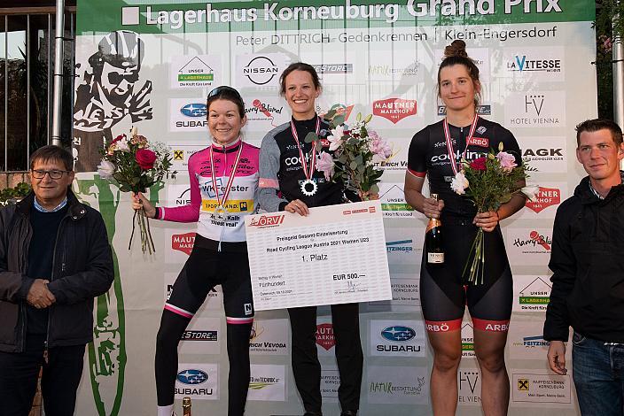 Damen U23, 2. Platz Tina Berger-Schauer (AUT, Union RRT Pielachtal), Siegern Sarah Bärnthaler (AUT, Team Cookina ARBÖ ASKÖ Graz RLM Stmk), Petra Zsanko (HUN, Team Cookina ARBÖ ASKÖ Graz RLM Stmk), 30. Peter Dittrich Gedenkrennen - Lagerhaus Korneuburg Grand Prix ÖRV RadLiga  Klein-Engersdorf, Damen 