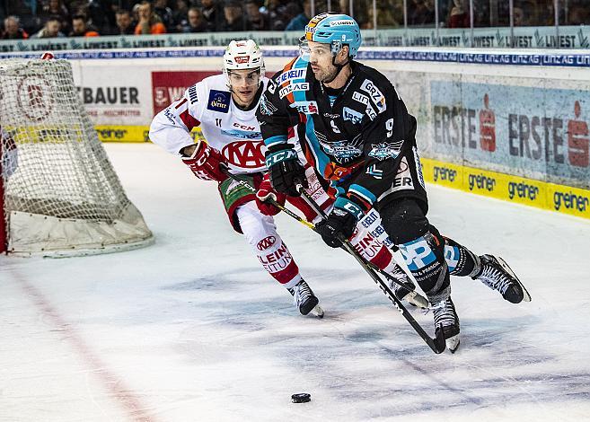 Lukas Haudum (EC KAC), Rick Schofield (EHC Liwest Black Wings Linz), Eishockey,  2. Viertelfinale EHC Liwest Black Wings Linz vs EC KAC