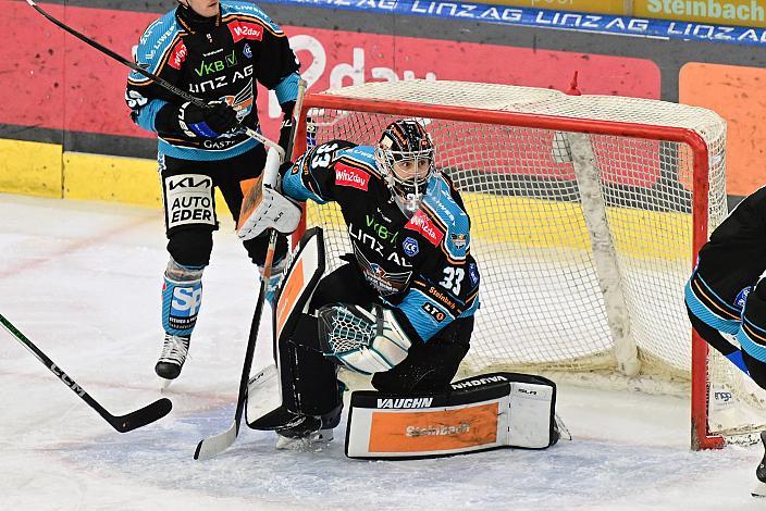 Tormann Thomas Höneckl (Steinbach Black Wings Linz)  Win2Day ICE Hockey League,  Steinbach Black Wings Linz vs  EC VSV,  Linz AG Eisarena 