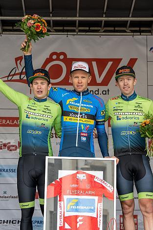  v.l. 2. Platz Timon Loderer (GER, Hrinkow Advarics), Sieger Daniel Turek (CZE, Team Felbermayr Simplon Wels), 3. Platz Rainer Kepplinger (AUT, Hrinkow Advarics), Gesamtwertung Radliga Austria 2022 Herren Elite Radsport, Herren Radliga, Kufstein, Tirol, Radliga Finale 2022 