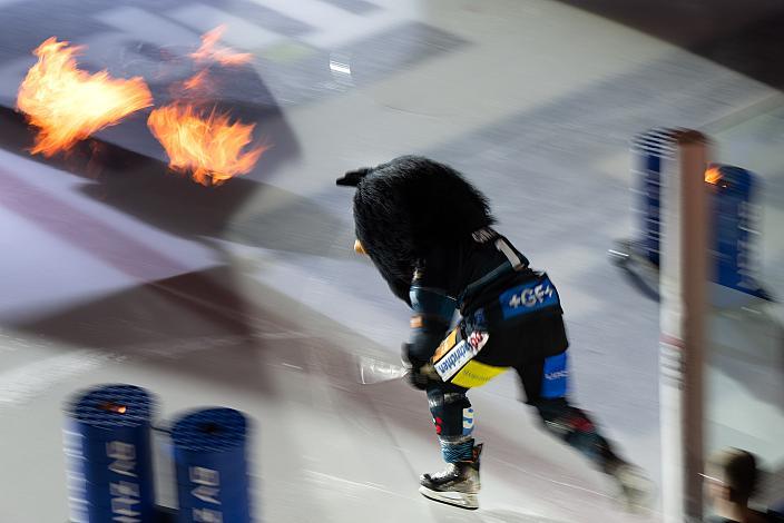 Das Steinbach Blackwings Linz Maskottchen Gonzo Steinbach Black Wings Linz vs HK SZ Olimpija Ljubljana, Linz AG Eisarena 