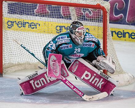Tormann Michael Ouzas (EHC Liwest Black Wings Linz), EHC Liwest Black Wings Linz vs HC Orli Znojmo